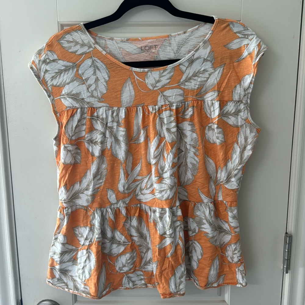 Flowy blouse - orange with leaves